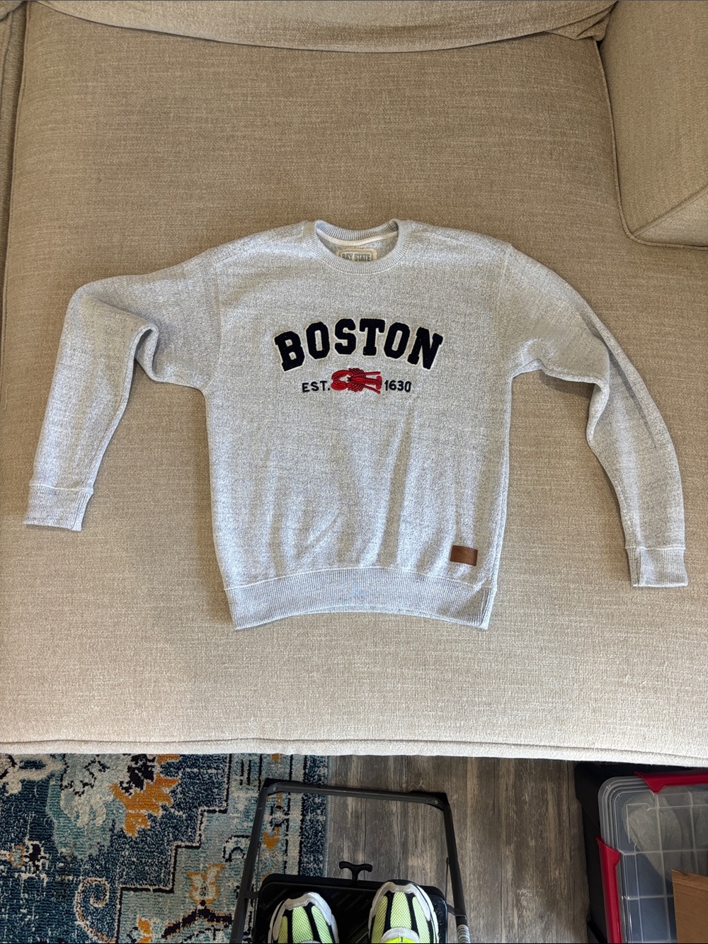 Boston Crewneck Sweatshirt in Light Gray by Unknown Brand